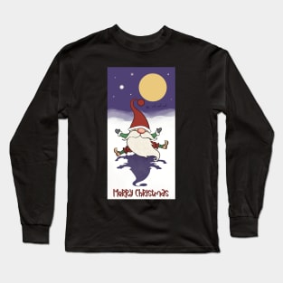 Happy Santa in the fullmoon light 2 Long Sleeve T-Shirt